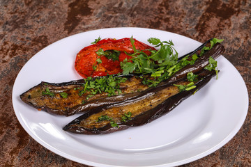 Grilled eggplant with bell pepper