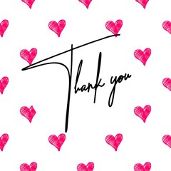 Thank You Card.  Hand Written Lettering for Title, Heading, Photo Overlay, Wedding Invitation, Thank You Message. 