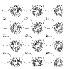 Garnet pattern on white background llustration hands drawing pomegranate botanical vitamin vegan vegetarian sketch textile plant juice print floral line