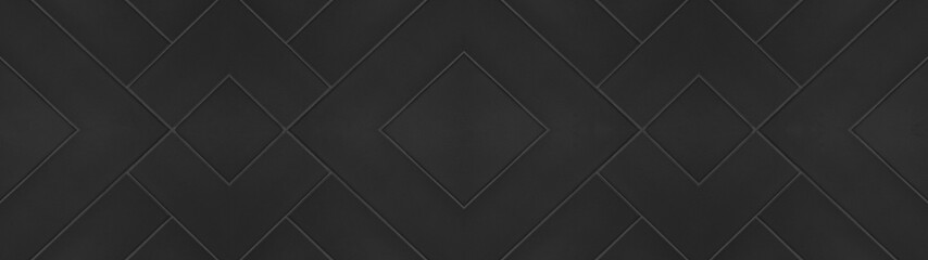 Black anthracite modern geometric square texture tiles background banner panorama long (45 degrees)