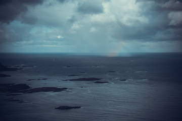 approaching rain clouds at sea, Lofoten islands bad weather
