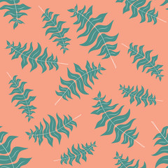 Fototapeta premium Tropical Leaves Summer Seamless Repeat Vector Pattern