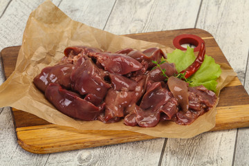 Raw chicken liver ready for cooking