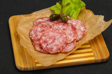 Spanish Salchichon sausage with salad