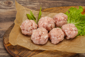 Homemade raw pork minced meatball for cooking