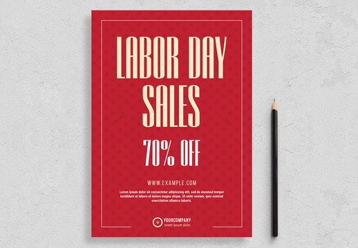 Labor Day Flyer Layout with Red Accents