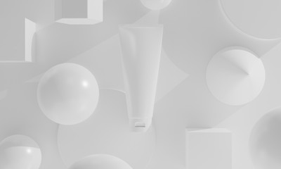 beauty treatment medical skincare cosmetic lotion cream serum mockup bottle packaging product on background in healthcare pharmaceutical medicine, 3d illustration rendering