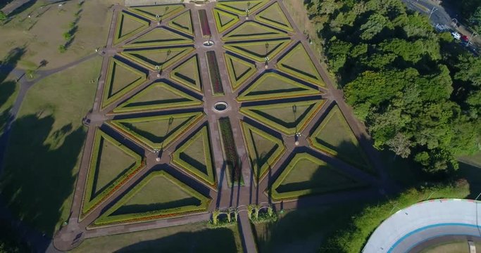 drone shot of Botanical garden in Curitiba, Brazil