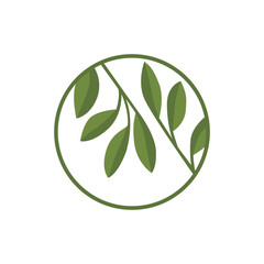 Vector willow green leaf icon. Badge, icon and logo with leaves in a circle for your business.