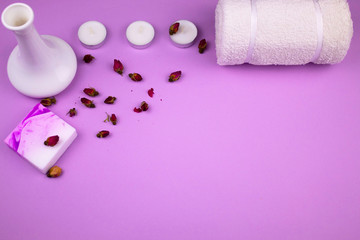 Romantic atmosphere for spa treatments. Roses