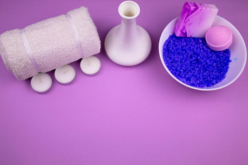 Obraz na płótnie Canvas Romantic atmosphere for spa treatments. Lavender.