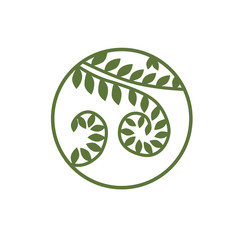Fern leaves vector icon. Image of green leaves in a circle. This is a sign, logo or icon for your business or project.