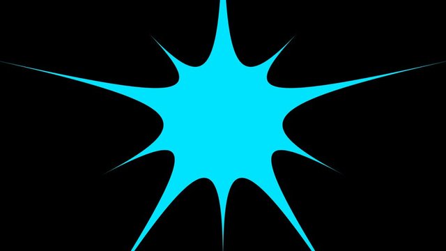 Blue cartoon basic shape animation on black background. Basic shape animation. Splash and star animation