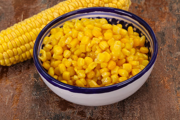 Young corn seeds in the bowl