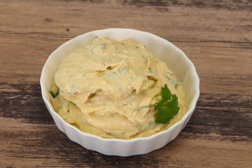 Hummus snack with olive oil