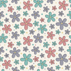 Fototapeta premium Colourful texture with cute flowers. Mother’s Day, Women’s Day and Valentine’s Day background. Vector