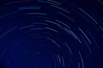 Star trails around the Plough, Big Dipper, constellation in the northern hemisphere