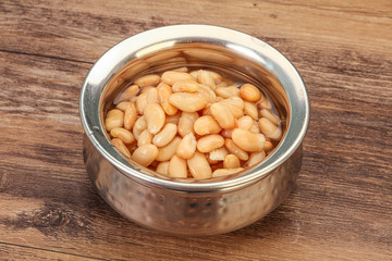 White beans kidney in the bowl