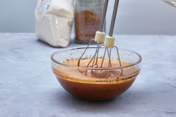 Step 4. Beat with a mixer for 3-5 minutes. Step by step cooking, making dalgona coffee