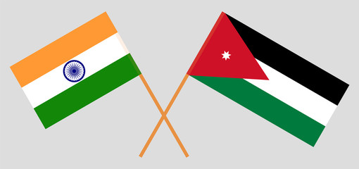 Crossed flags of Jordan and India