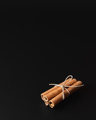 Cinnamon sticks on dark background