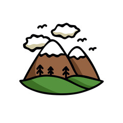 mountains doodle icon, vector illustration