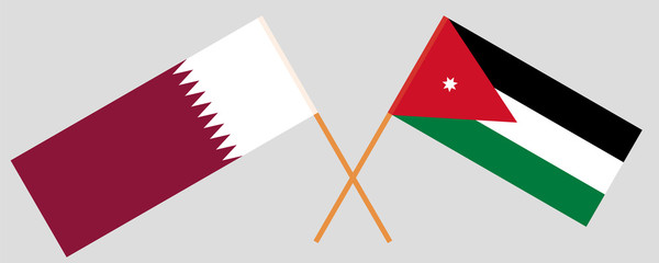 Crossed flags of Jordan and Qatar