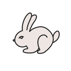 rabbit doodle icon, vector illustration