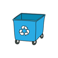 recycling garbage bin doodle icon, vector illustration