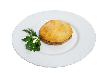 Chicken fillet with cheese on a white background