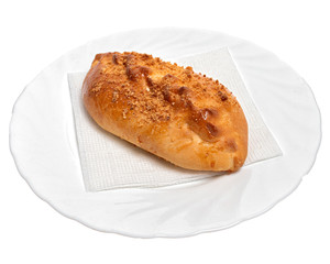 Pie in a plate on a white background