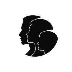 Faces of woman man and child