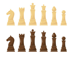 White and black chess figures set.