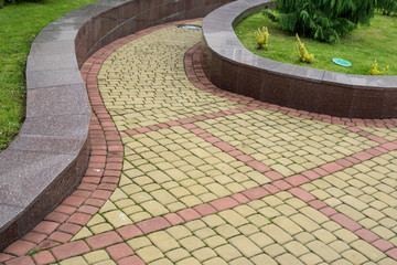 paving stone walkway in landscape design and sidewalk decoration