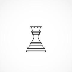 rook chess piece line icon. Chess icon on white background for web and mobile