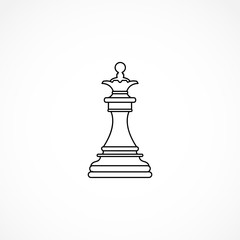 queen chess piece line icon. Chess icon on white background for web and mobile