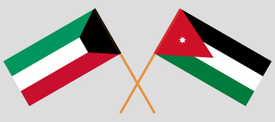 Crossed flags of Jordan and Kuwait