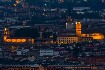 Panorama of the downtown of Vitoria-Gasteiz at night, Spain