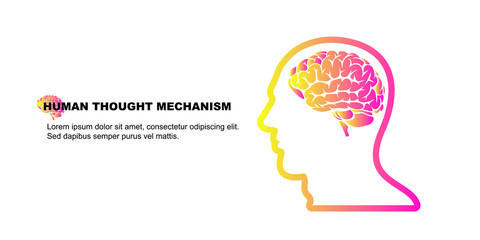 Human brain mechanism and business icon concept. Vector and banner.