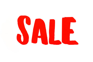 Sale 20 percent in red letters on a white background.      