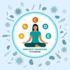 Woman boosting her immune system with vitamins