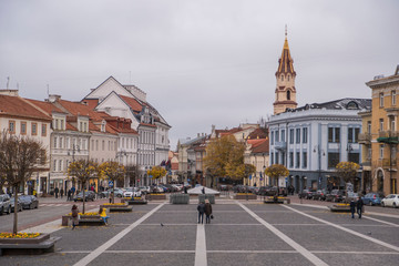 view of old town square in vilnius lithuania