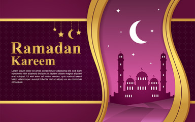 Obraz premium Ramadan Kareem or Eid mubarak greeting background Islamic.
