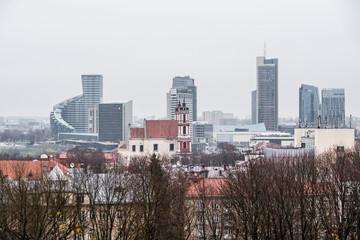 panoramic view of skyscrapers in vilnius lithuania