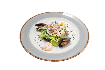seafood salad on a white background