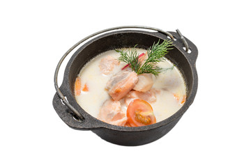 Fish soup on a white background