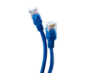 Ethernet wire for switching Internet networks on a white background