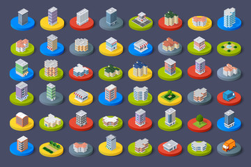 Isometric vector 3D icon city buildings for web