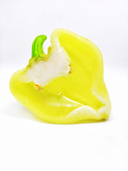Fototapeta na wymiar half of yellow pepper on a white background. yellow pepper.