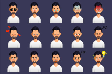 Vector design illustration of emoticon set character.Avatar icon pack.Chat message application sticker